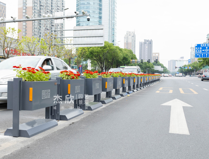 【机非花箱】未来之城不锈钢道路花箱护栏